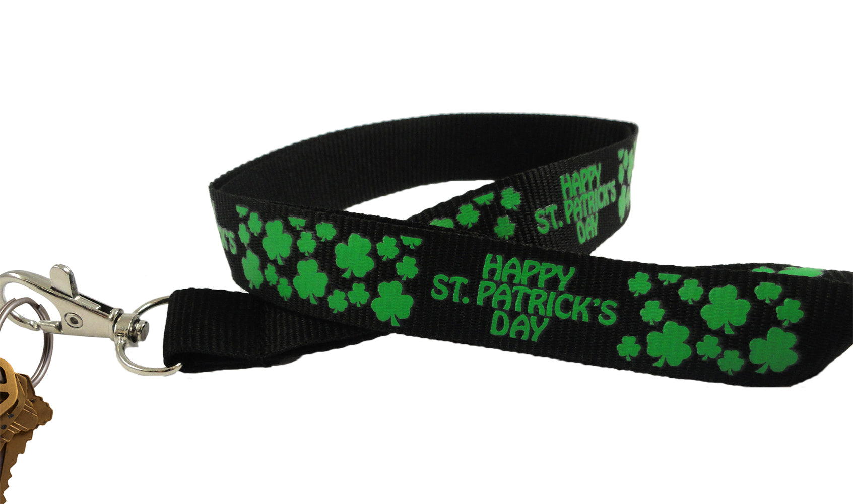 Black Happy St. Patrick's Day Lanyard Green