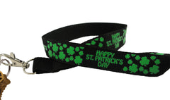 Black Happy St. Patrick's Day Lanyard Green