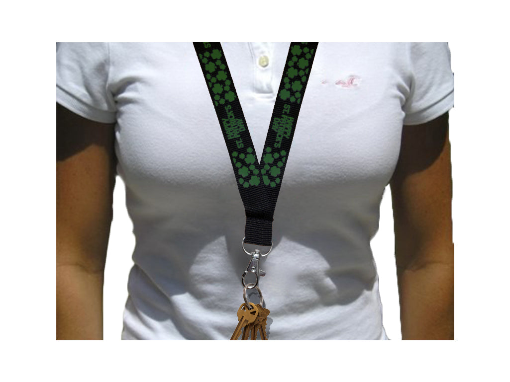 Black Happy St. Patrick's Day Lanyard Women