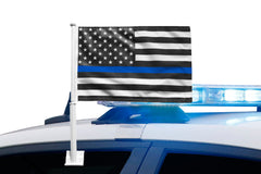 Blue Line American Flag Car Window Flags