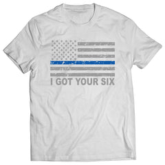 Blue Line American Flag - I Got Your Six - Blue Lives Matter Mens T-shirt