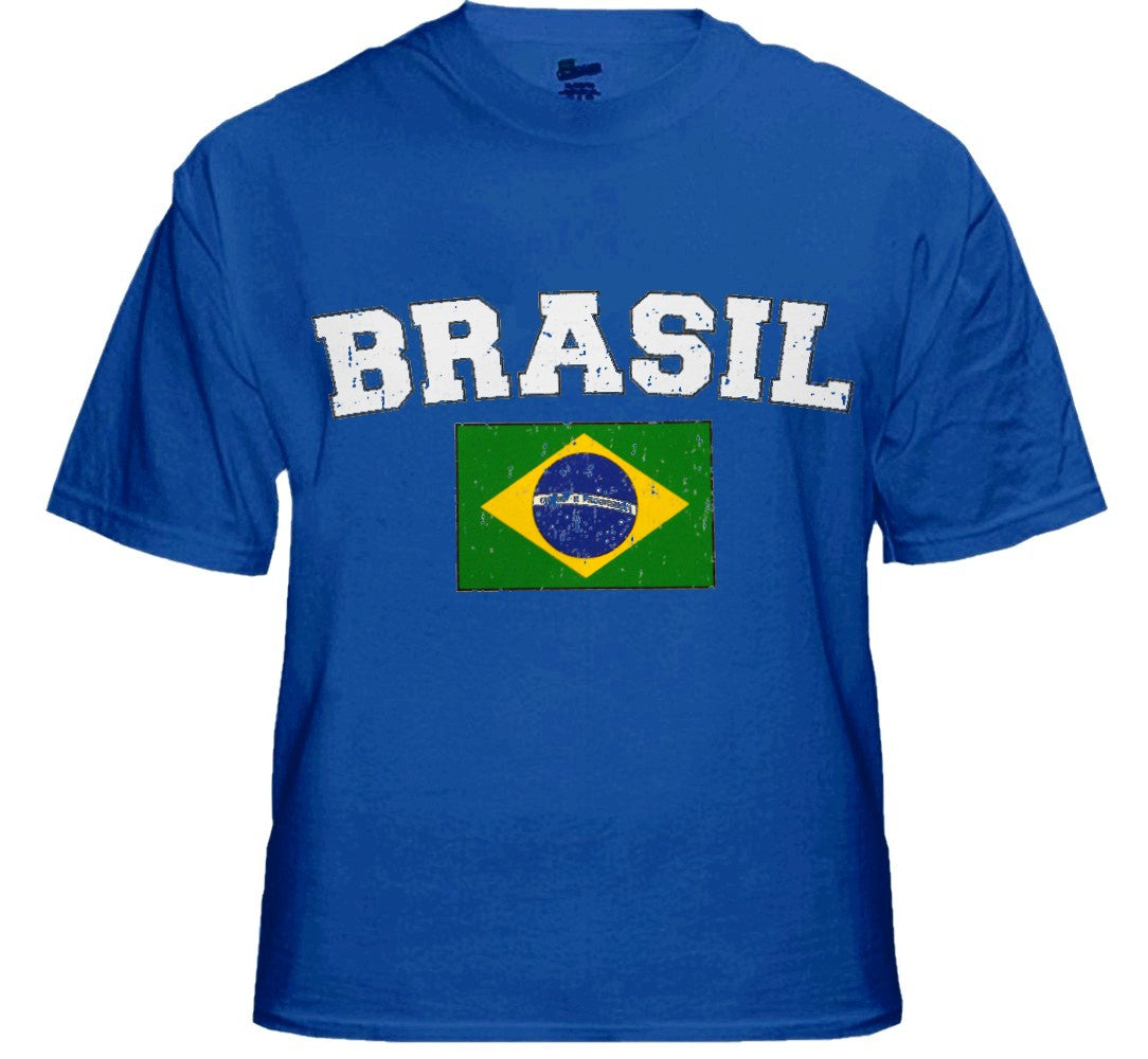 Brasil Vintage Flag International Mens T-Shirt