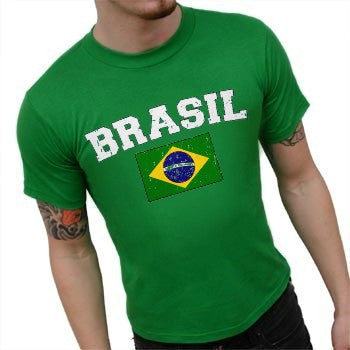 Brasil Vintage Flag International Mens T-Shirt