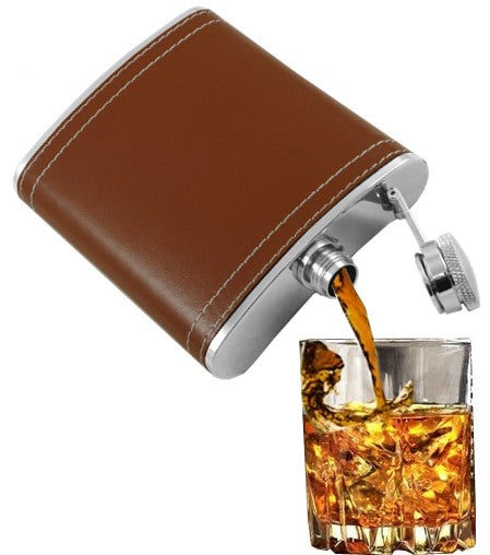 Brown Leather Wrap Hip Flask