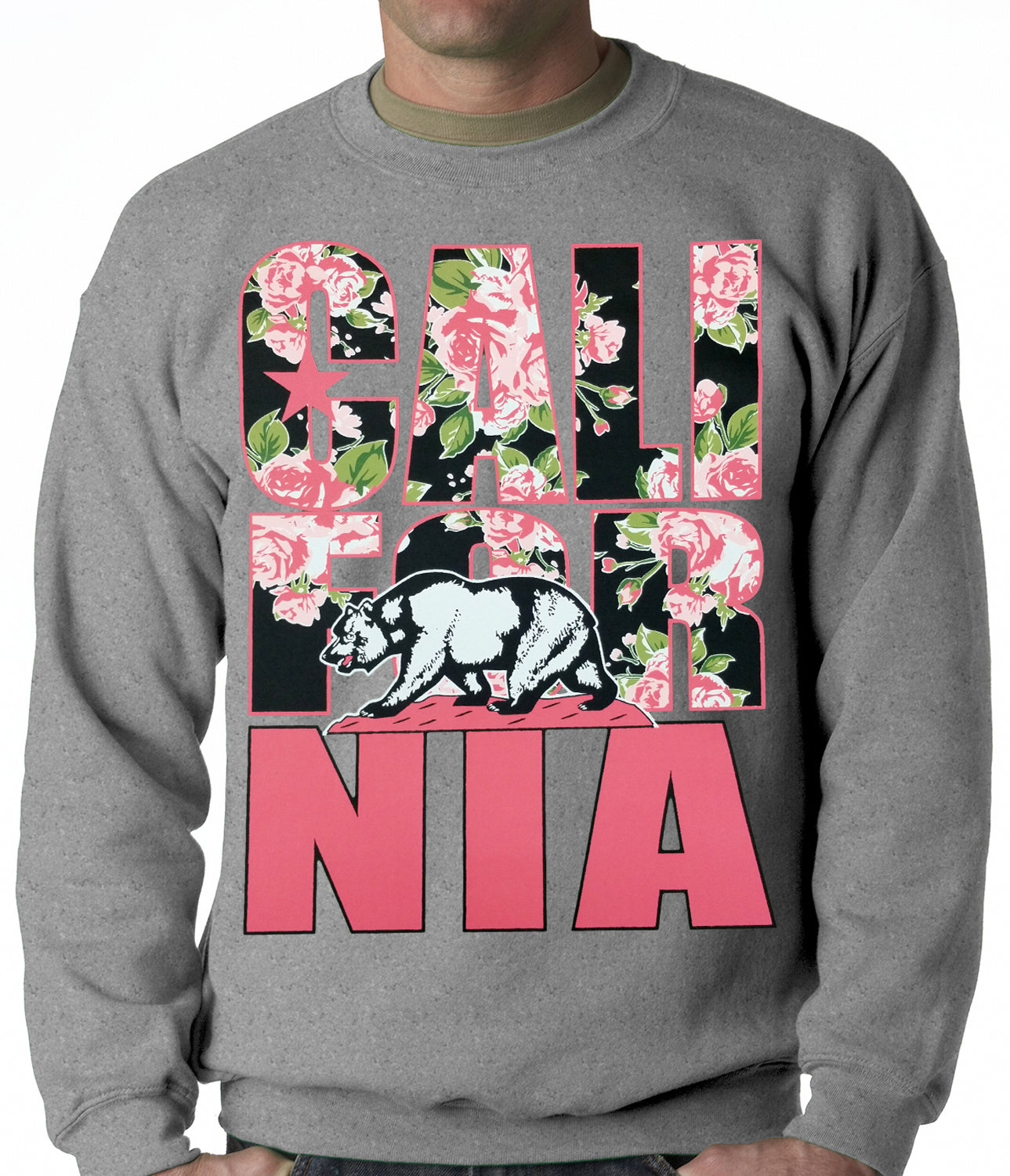 California Floral Pattern Adult Crewneck