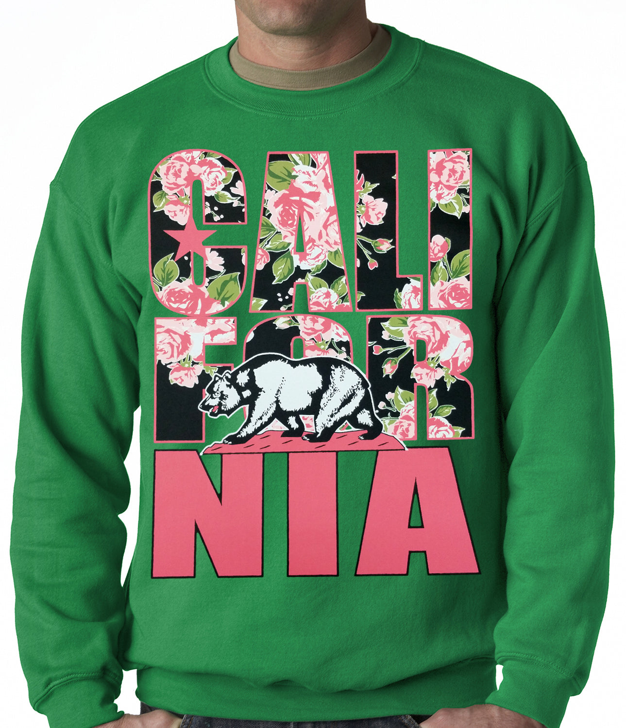 California Floral Pattern Adult Crewneck