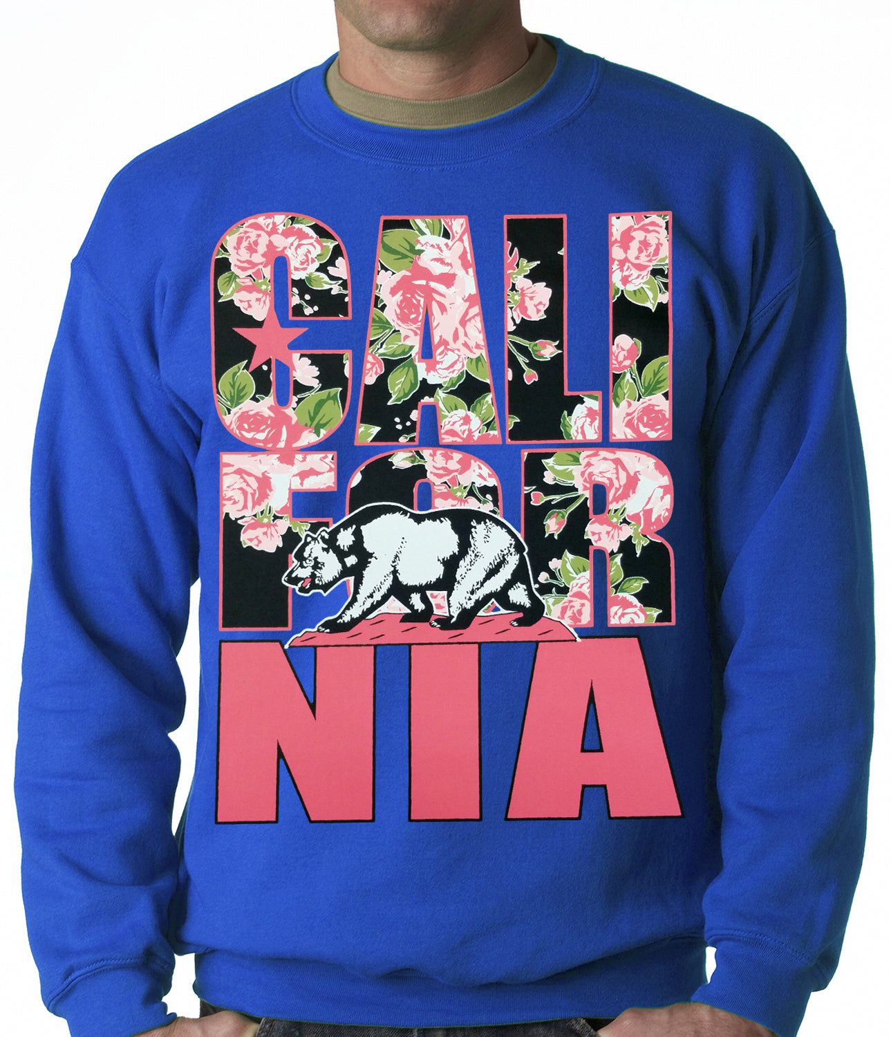 California Floral Pattern Adult Crewneck