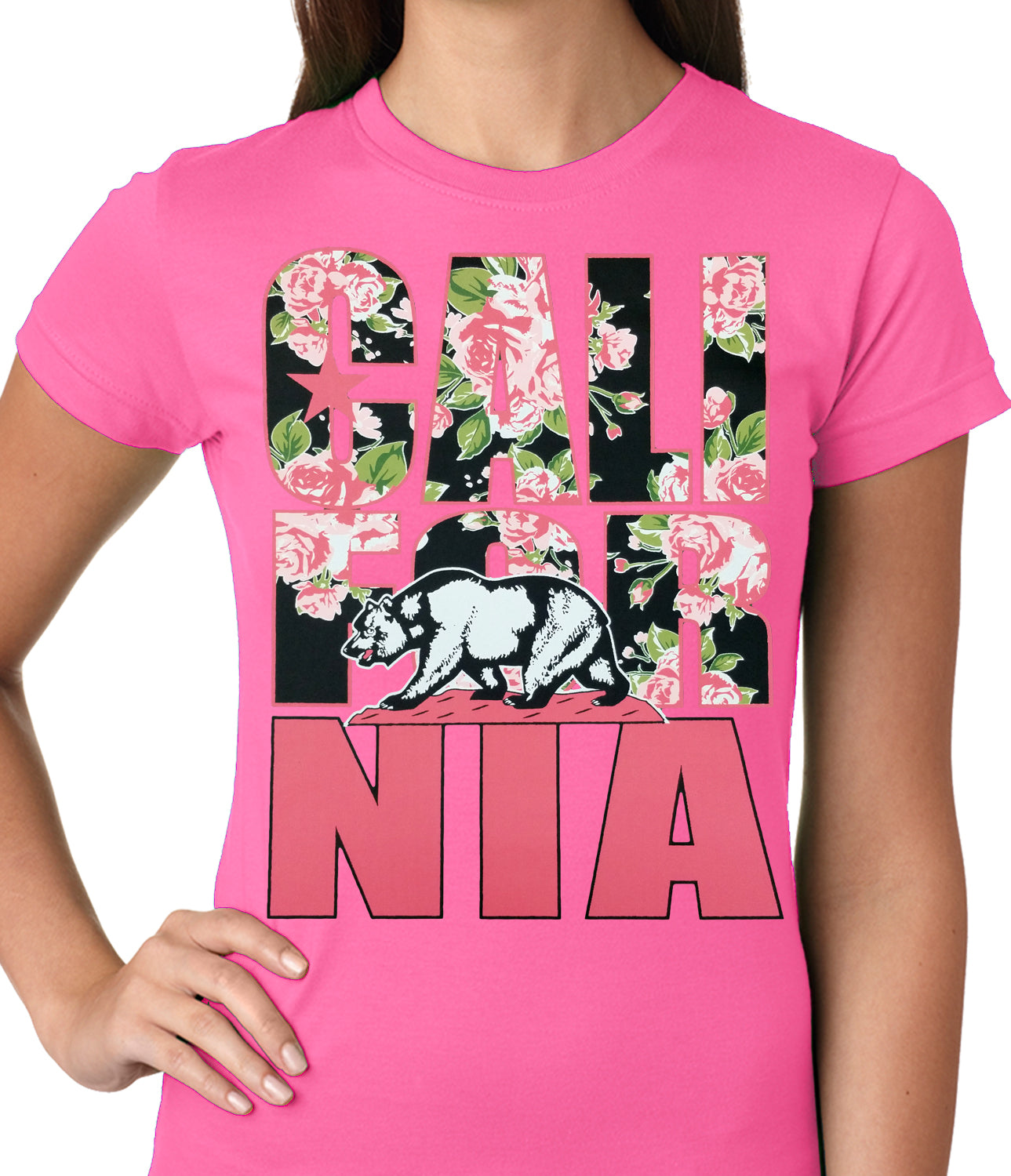 California Floral Pattern Ladies T-shirt