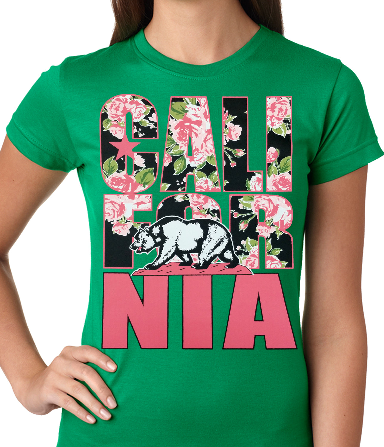 California Floral Pattern Ladies T-shirt