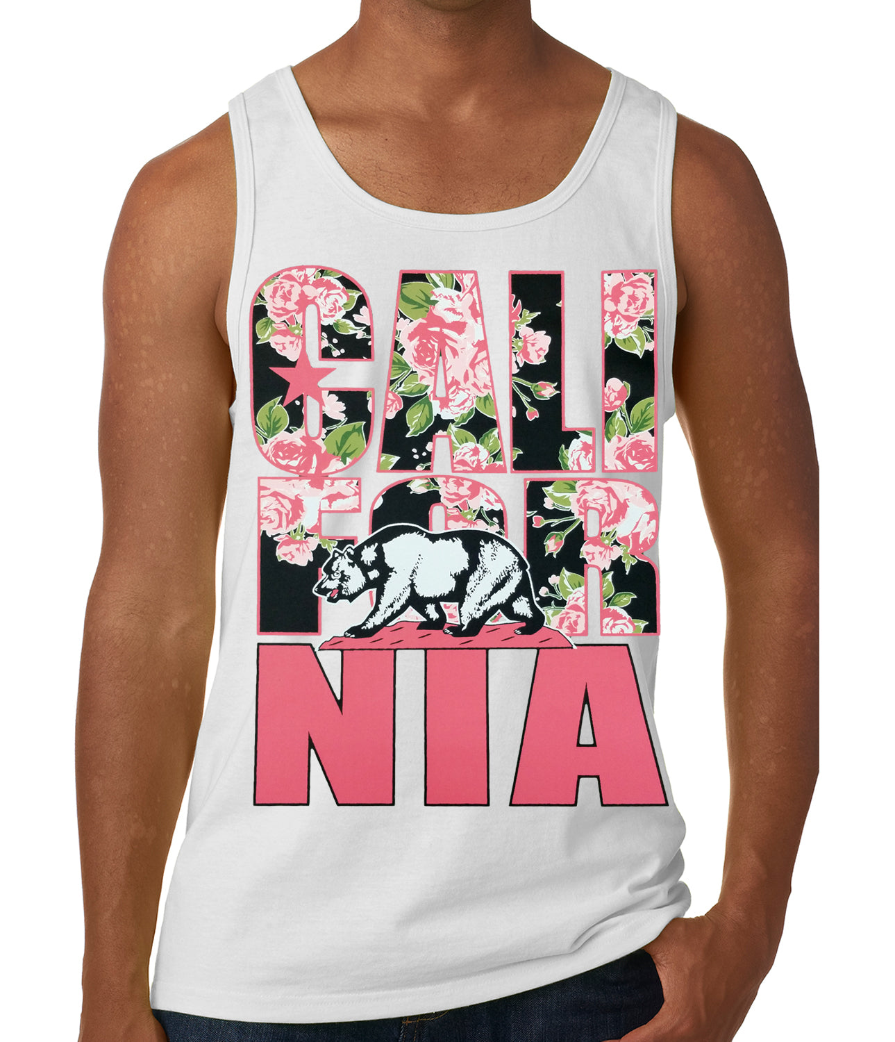 California Floral Pattern Tank Top