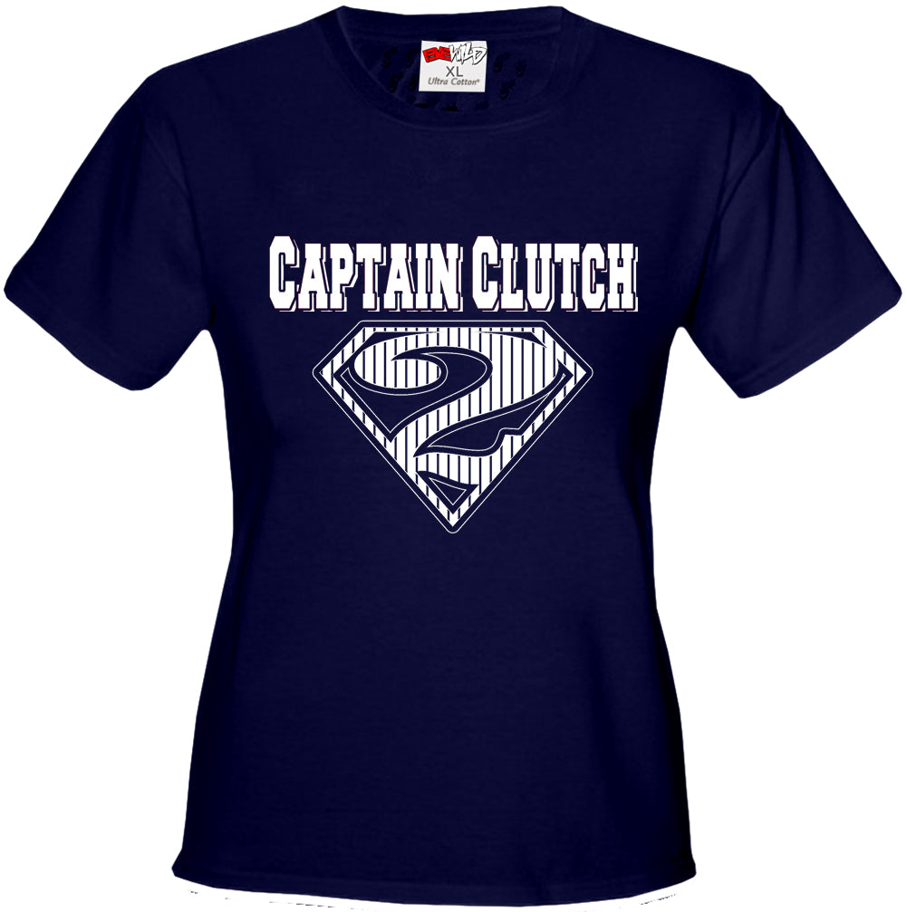 Captain Clutch #2 Pinstripe Baseball Girl's T-Shirt