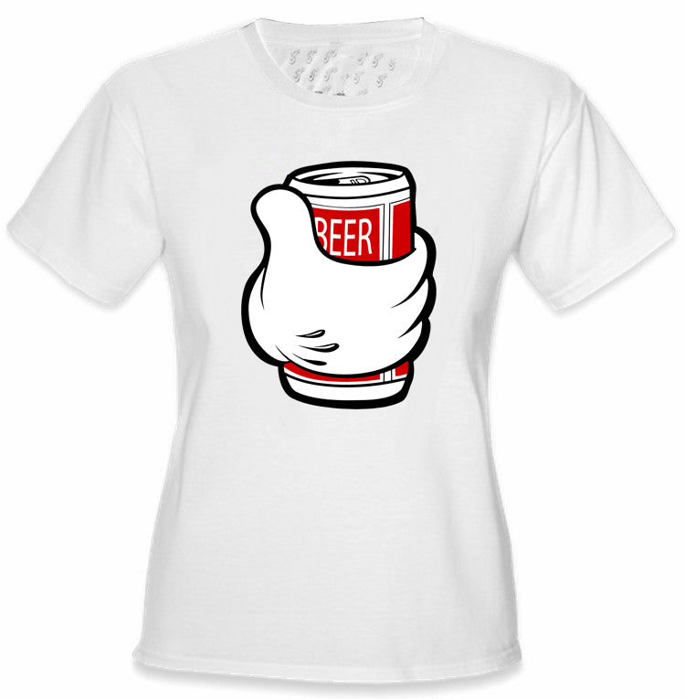 Cartoon Hand Beer Can Girl's T-Shirt