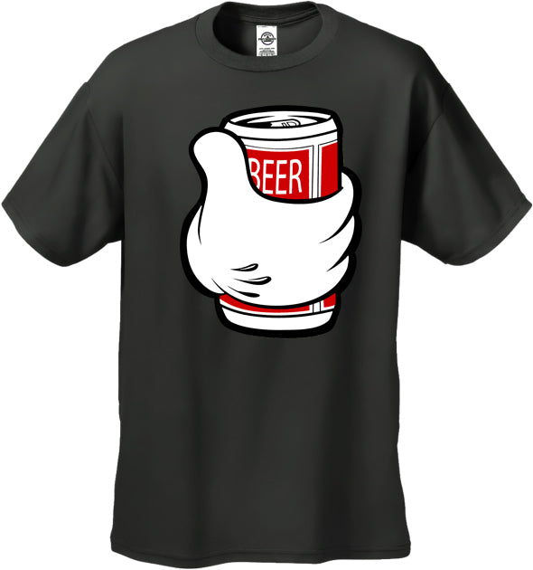 Cartoon Hand Beer Can Men's T-Shirt
