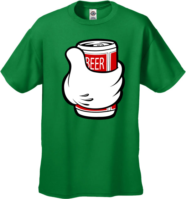 Cartoon Hand Beer Can Men's T-Shirt