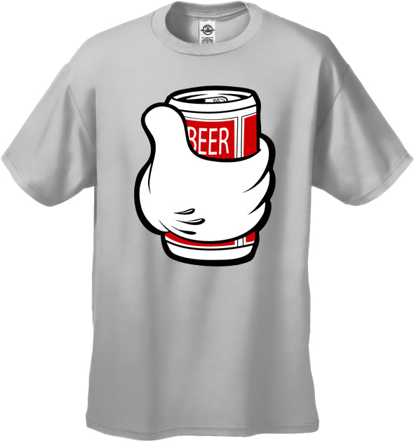 Cartoon Hand Beer Can Men's T-Shirt