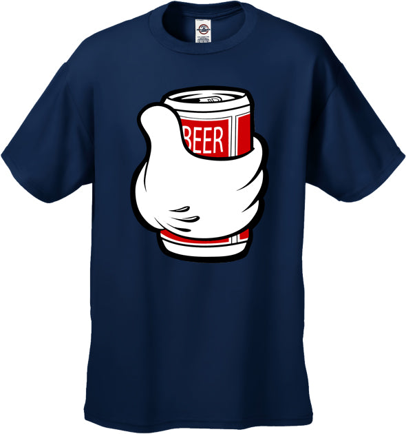 Cartoon Hand Beer Can Men's T-Shirt