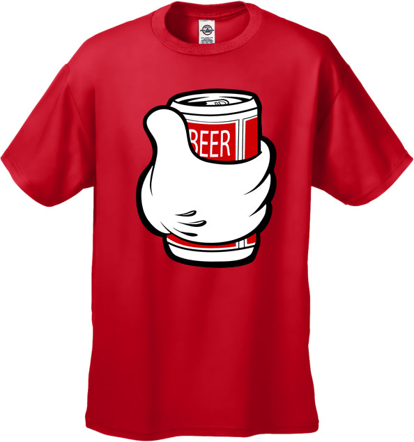 Cartoon Hand Beer Can Men's T-Shirt