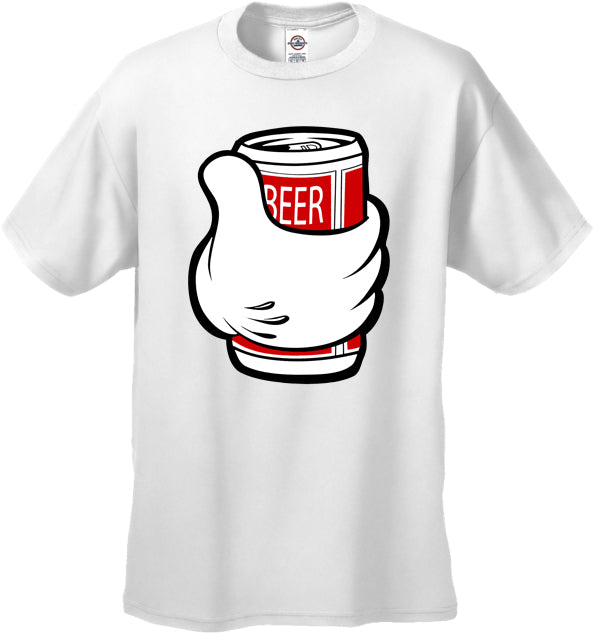 Cartoon Hand Beer Can Men's T-Shirt