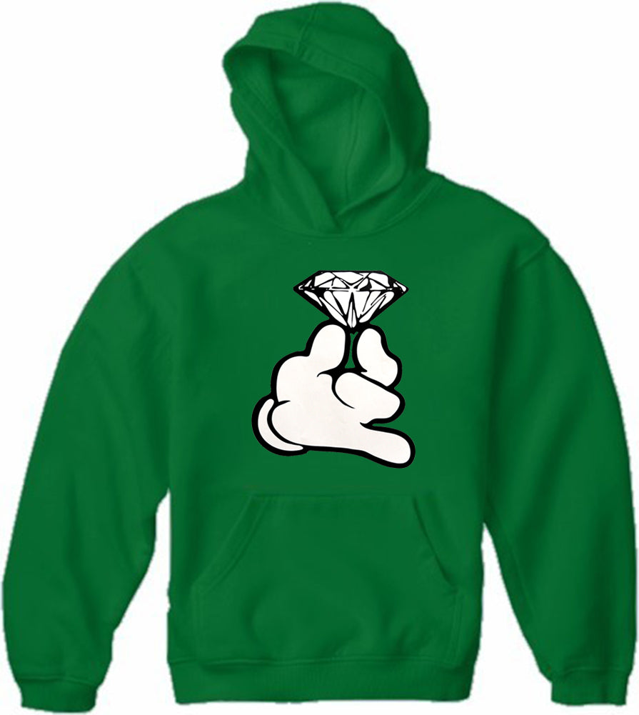 Cartoon Hand With Diamond Adult Hoodie