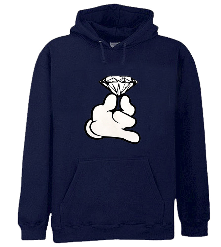 Cartoon Hand With Diamond Adult Hoodie