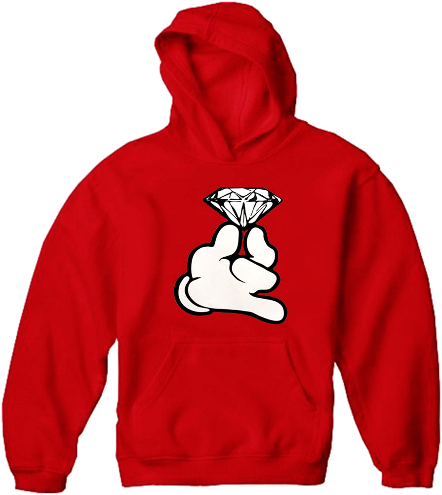 Cartoon Hand With Diamond Adult Hoodie