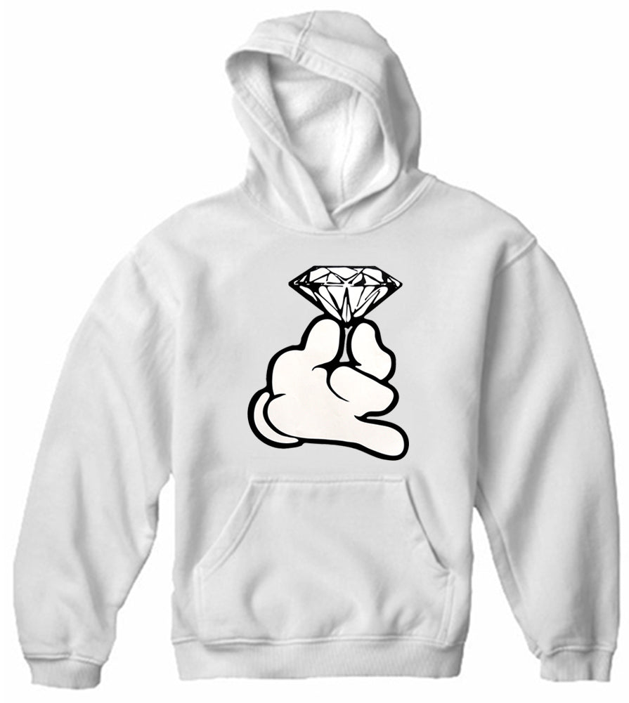 Cartoon Hand With Diamond Adult Hoodie