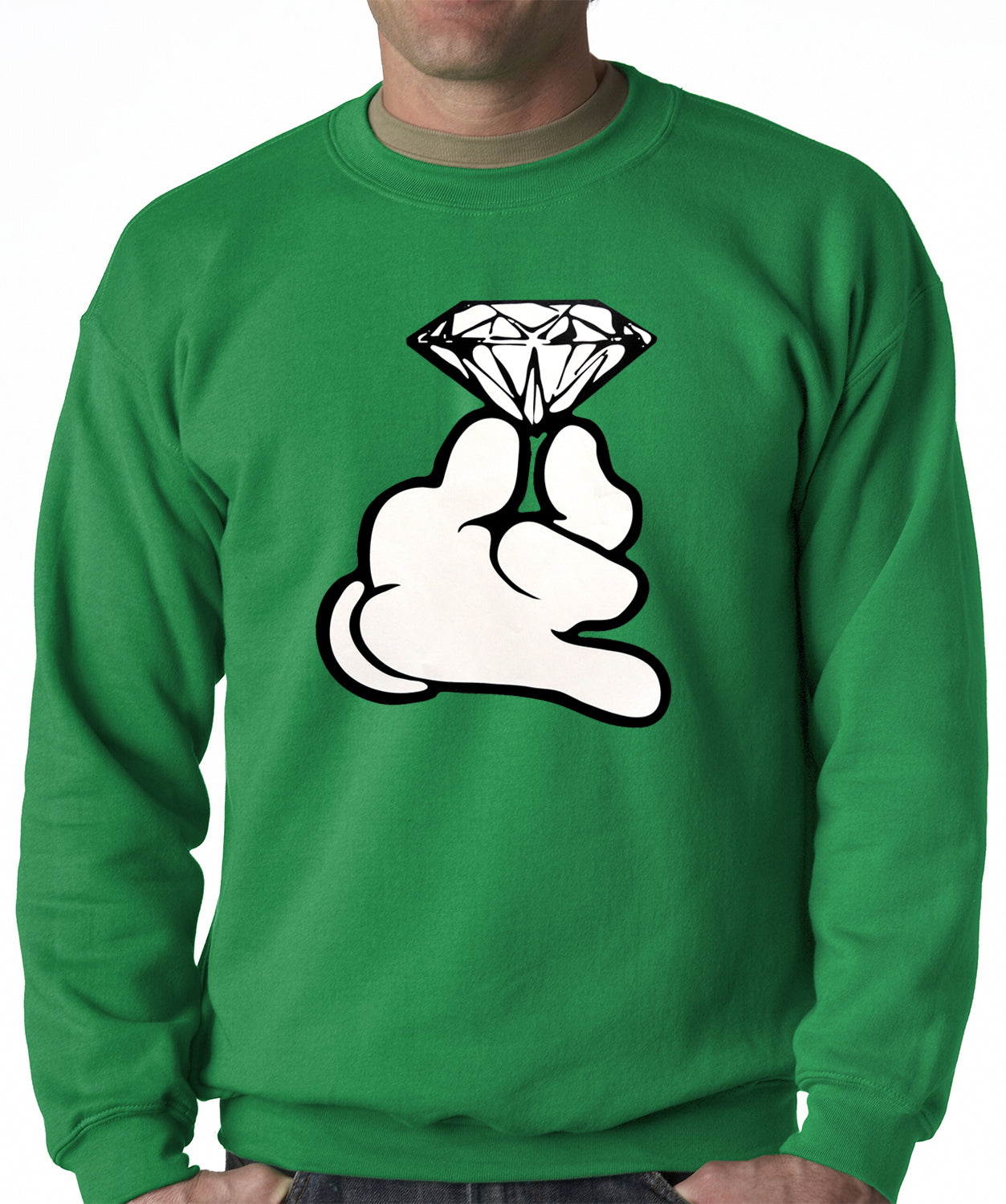 Cartoon Hand With Diamond Crewneck