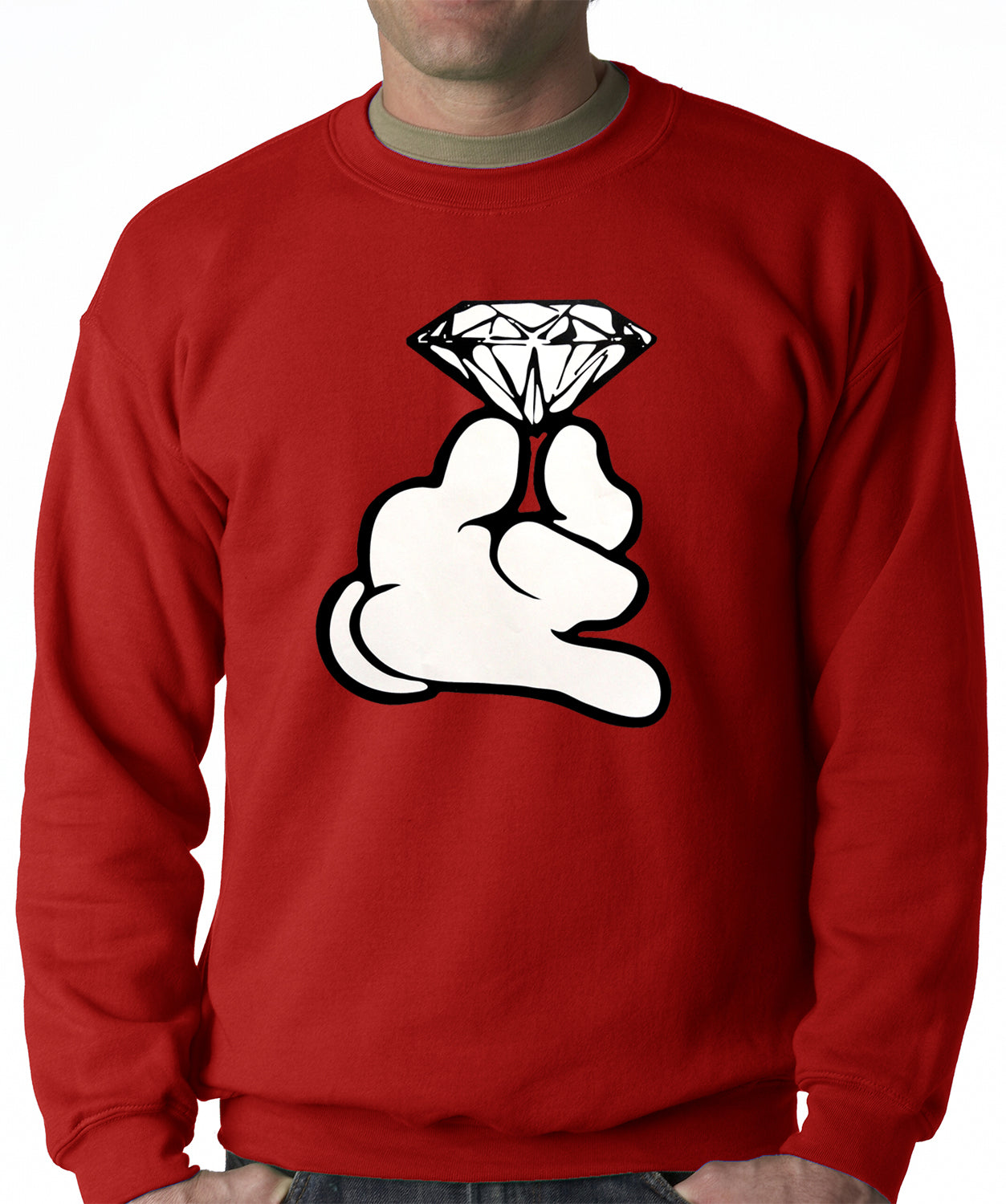 Cartoon Hand With Diamond Crewneck