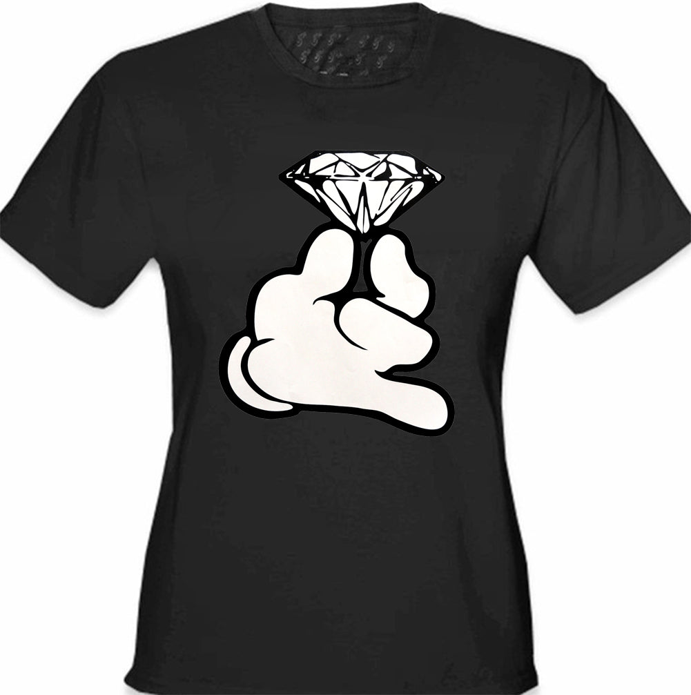 Cartoon Hand With Diamond Girl's T-Shirt