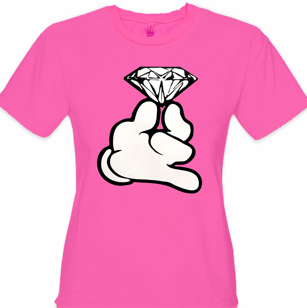 Cartoon Hand With Diamond Girl's T-Shirt