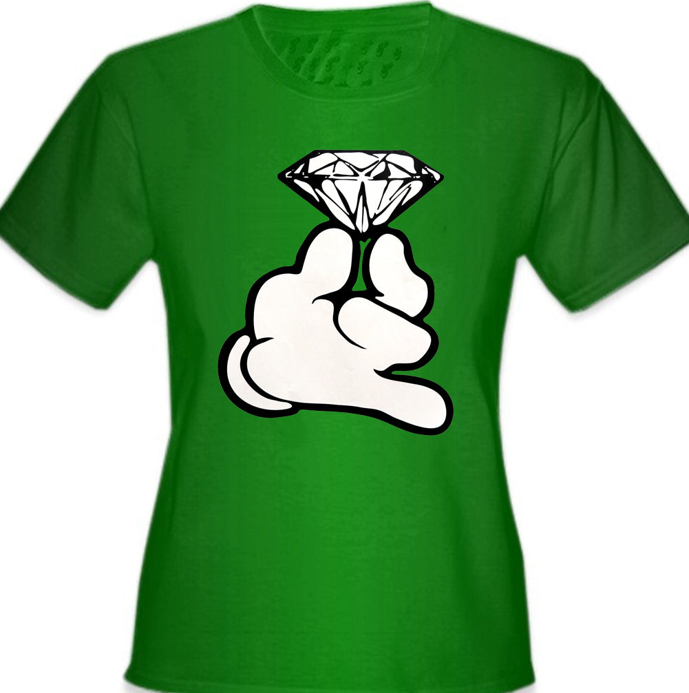 Cartoon Hand With Diamond Girl's T-Shirt