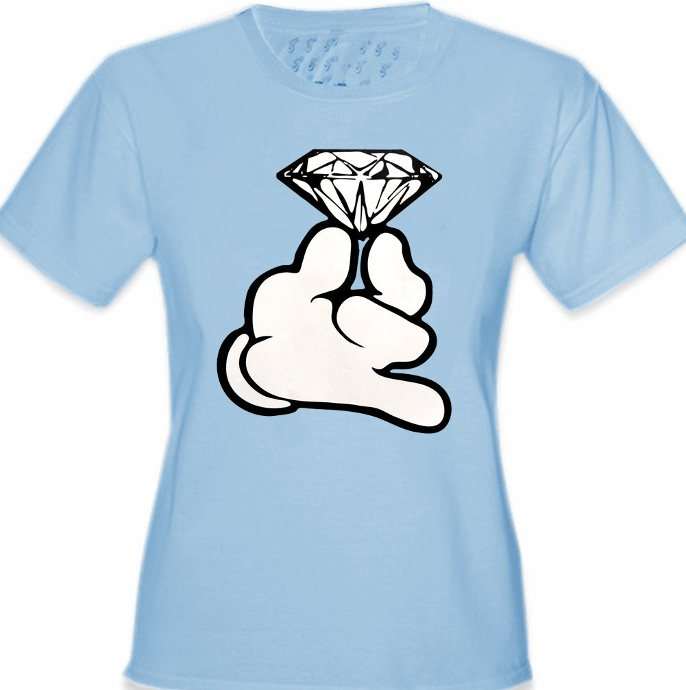 Cartoon Hand With Diamond Girl's T-Shirt
