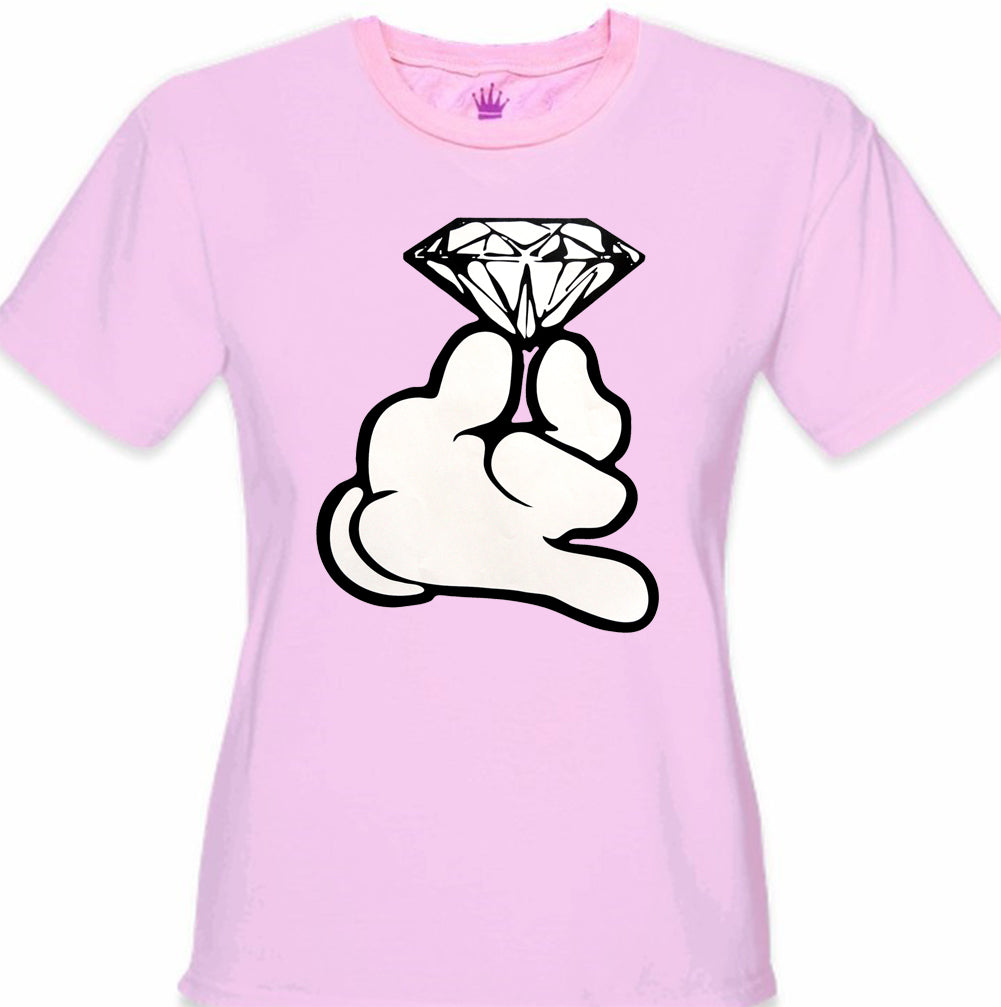 Cartoon Hand With Diamond Girl's T-Shirt
