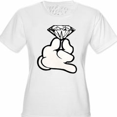 Cartoon Hand With Diamond Girl's T-Shirt
