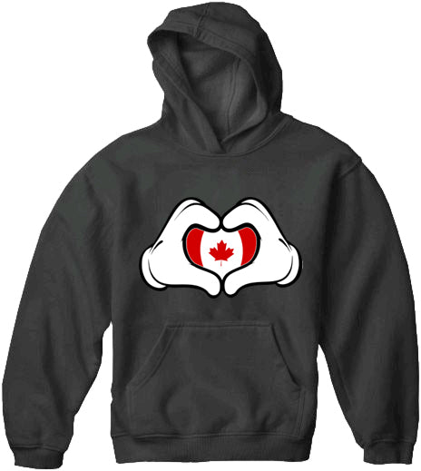 Cartoon Hands Canadian Flag Adult Hoodie