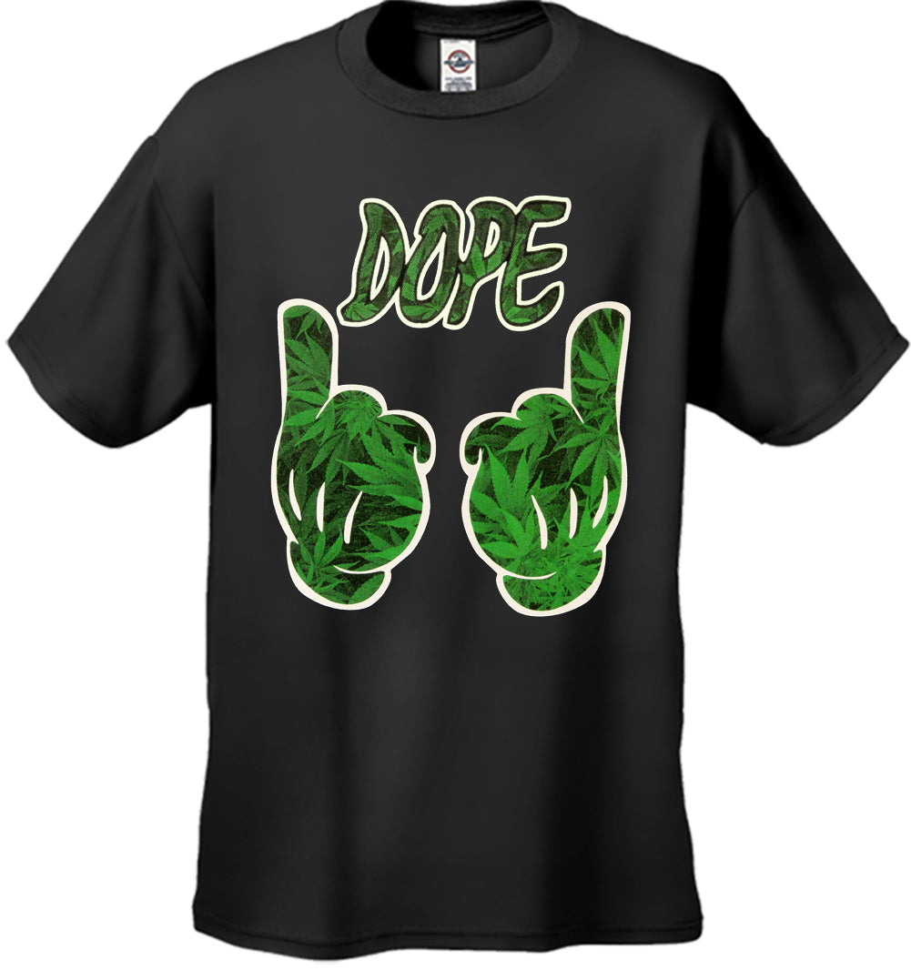 Cartoon Hands Dope Pot Leaf Pattern Men's T-Shirt