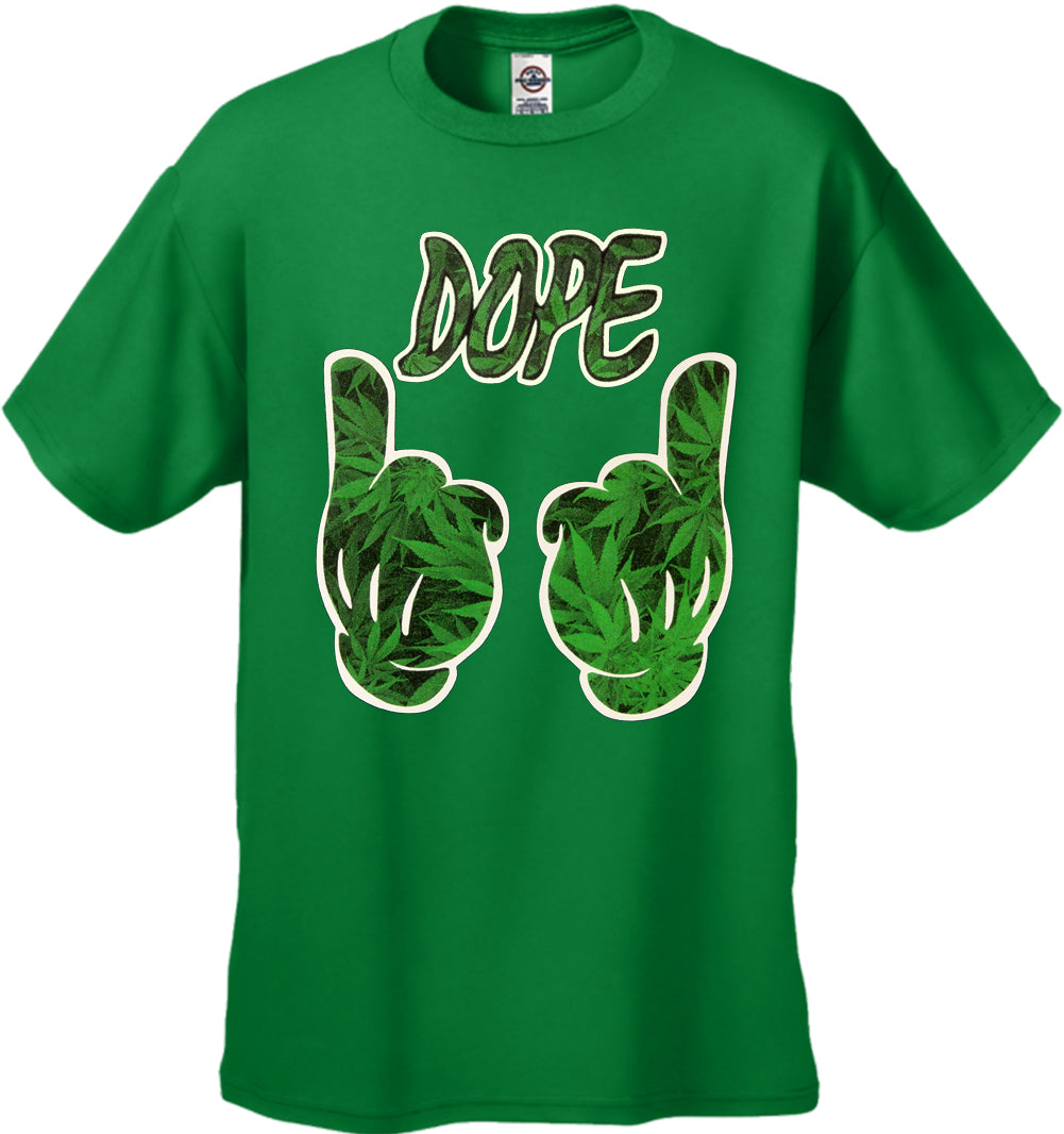 Cartoon Hands Dope Pot Leaf Pattern Men's T-Shirt