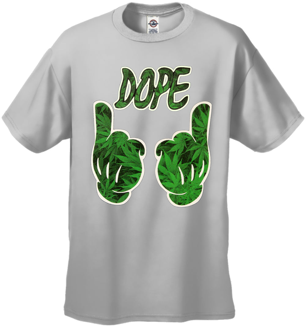 Cartoon Hands Dope Pot Leaf Pattern Men's T-Shirt