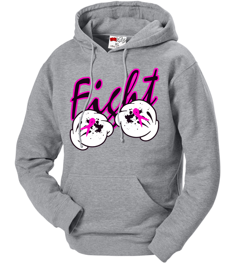 Cartoon Hands Fight Breast Cancer Adult Hoodie