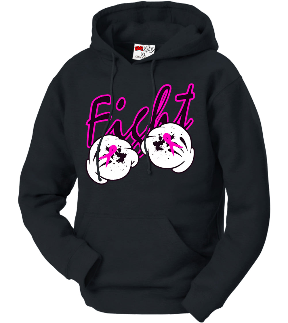 Cartoon Hands Fight Breast Cancer Adult Hoodie