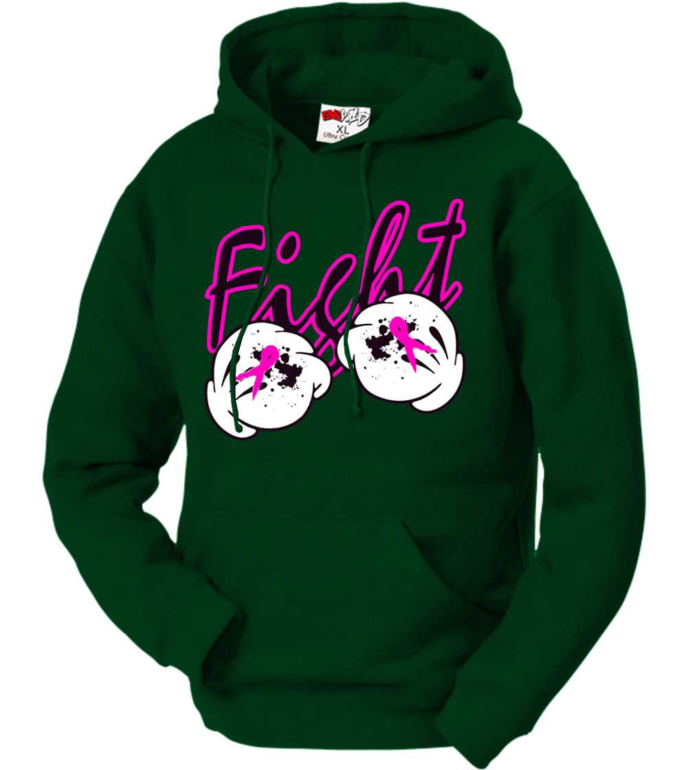 Cartoon Hands Fight Breast Cancer Adult Hoodie