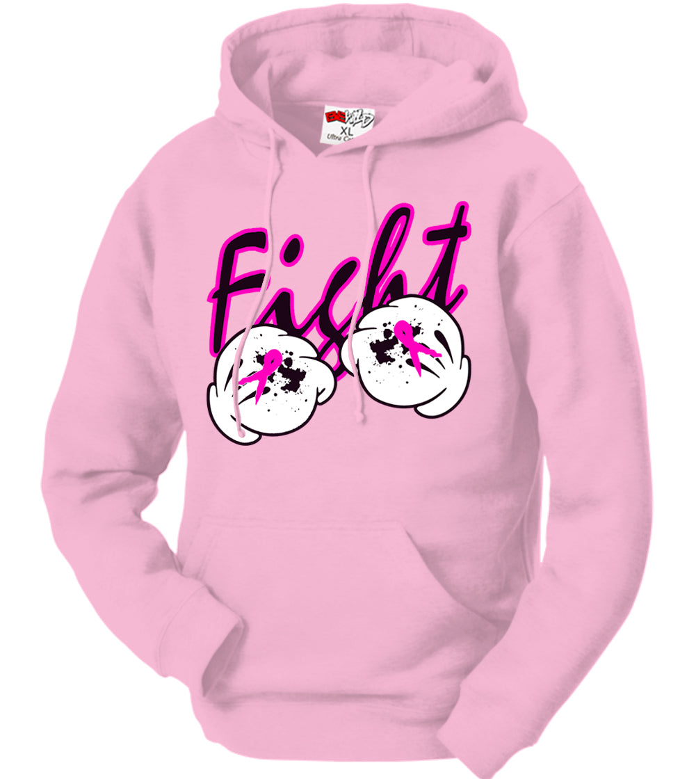 Cartoon Hands Fight Breast Cancer Adult Hoodie
