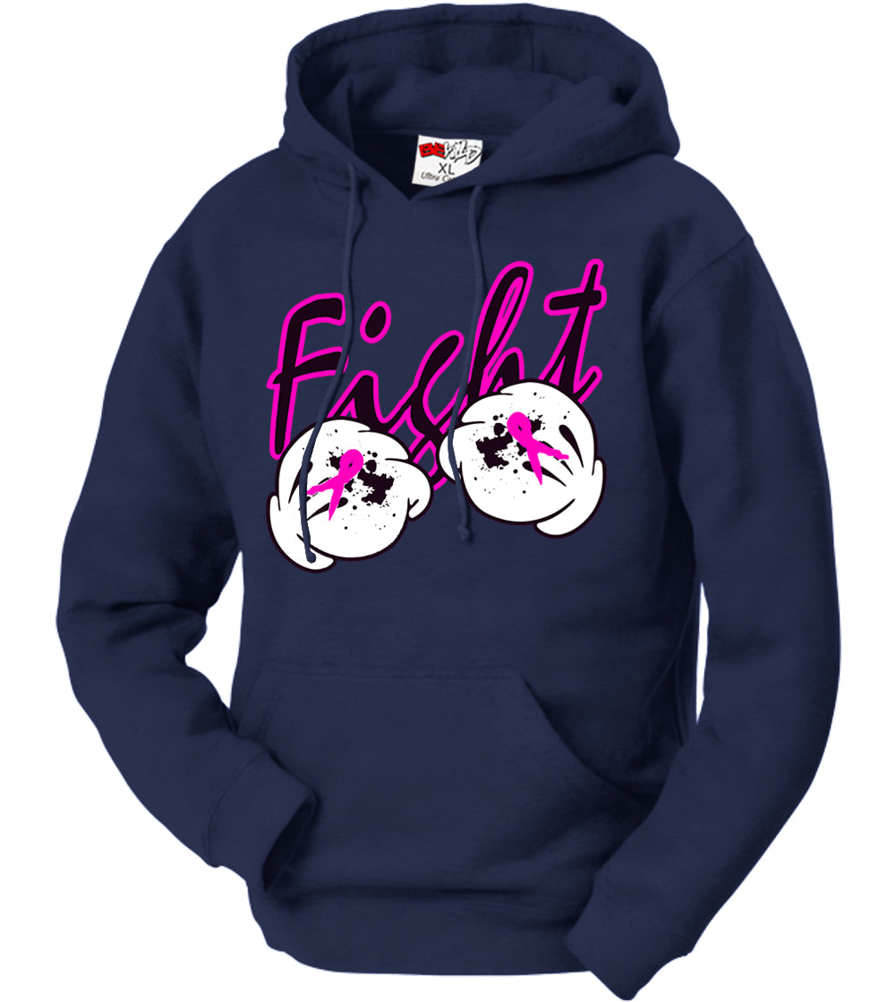 Cartoon Hands Fight Breast Cancer Adult Hoodie