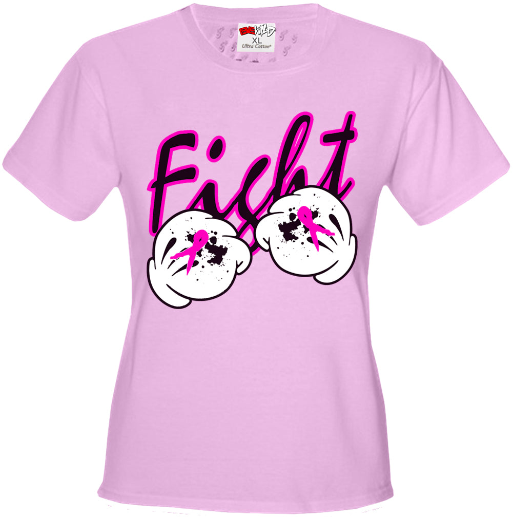 Cartoon Hands Fight Breast Cancer Girls T-shirt