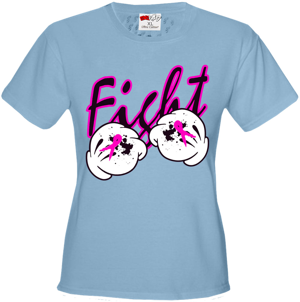Cartoon Hands Fight Breast Cancer Girls T-shirt