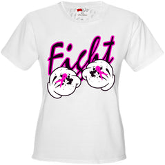 Cartoon Hands Fight Breast Cancer Girls T-shirt