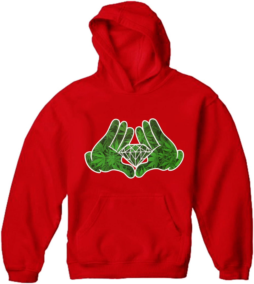 Cartoon Hands Pot Leaf Diamond Adult Hoodie
