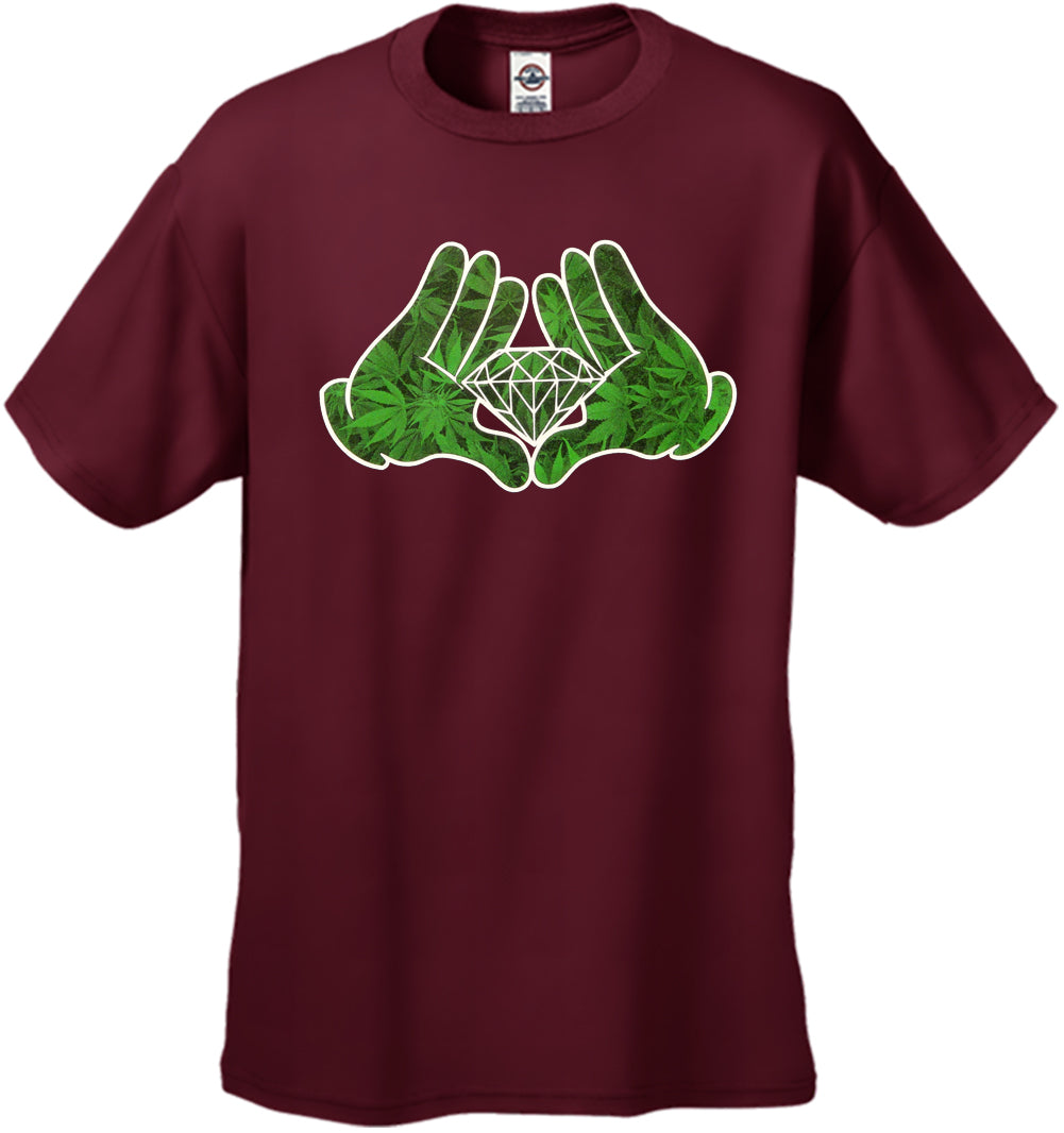 Cartoon Hands Pot Leaf Diamond Men's T-Shirt