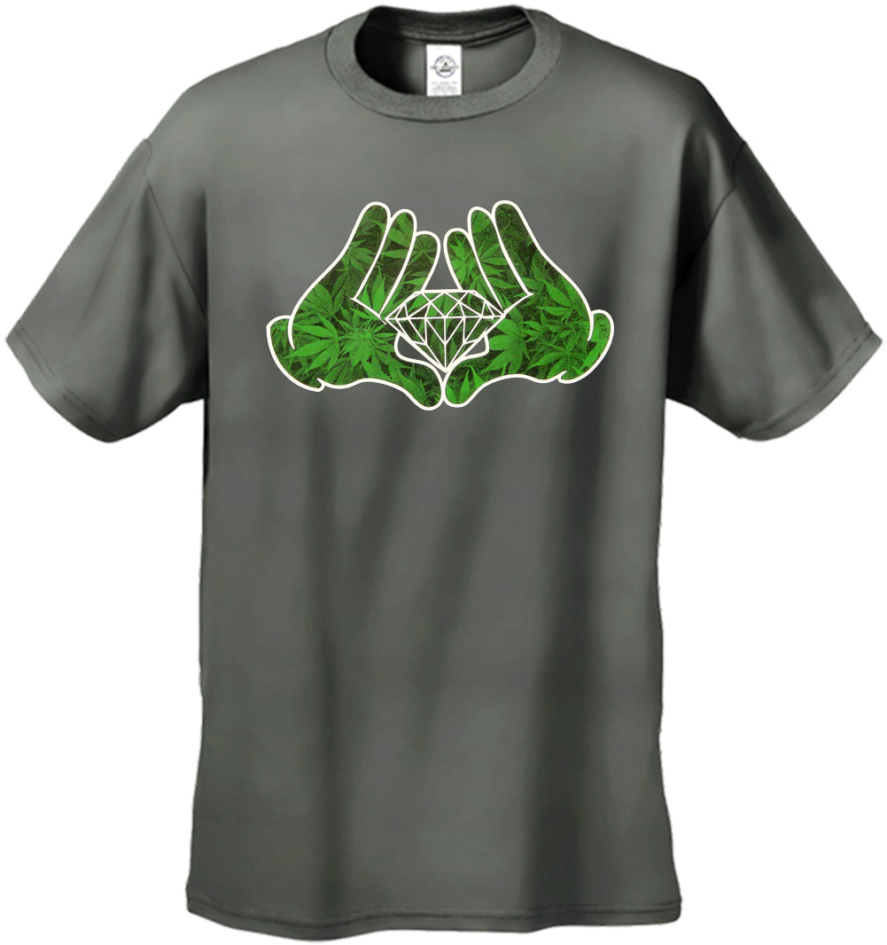 Cartoon Hands Pot Leaf Diamond Men's T-Shirt