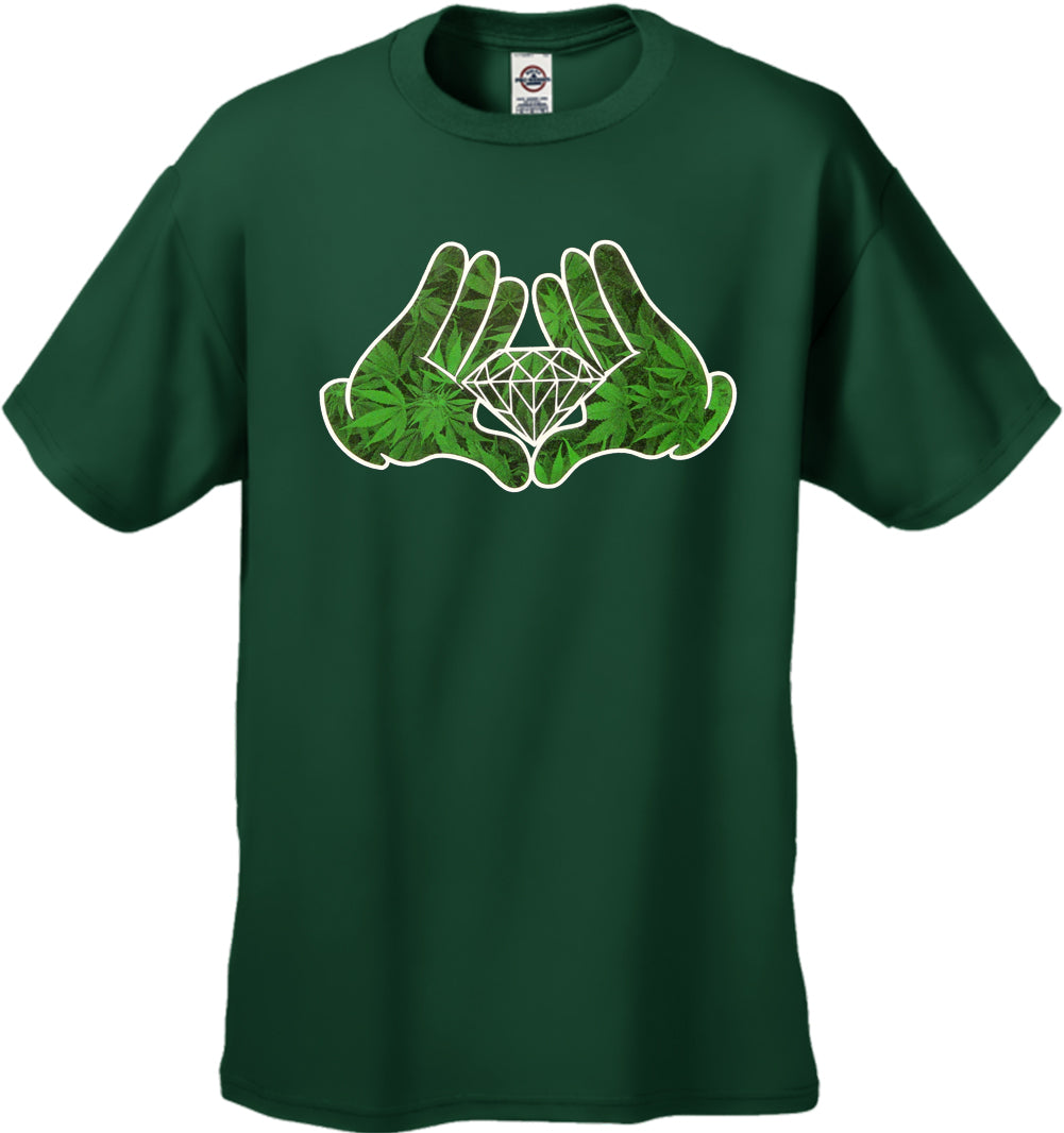 Cartoon Hands Pot Leaf Diamond Men's T-Shirt